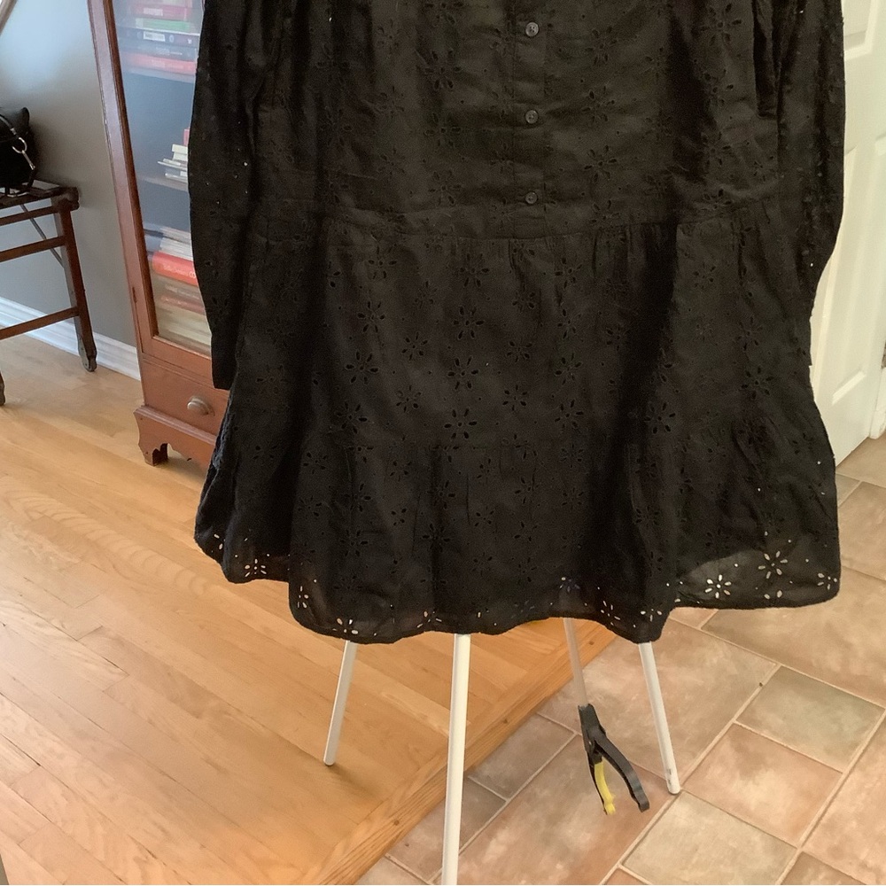 GAP Black Mini Eyelet Long Sleeved Dress, NWOT - Picture 3 of 7